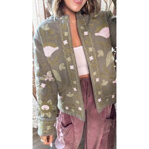 POLAGRAM Flourish Floral Embroidered Jacket, Olive/Blush, NWT! 3X